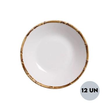 Imagem de Jogo 12 Pratos Fundo Bowl Coup Cerâmica Bambu Scalla 20cm