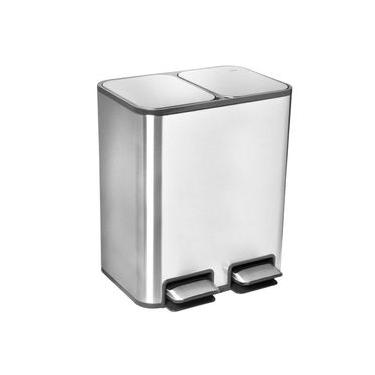 Imagem de Lixeira Dupla com Pedal Piso Docol Flat 20L (10+10L) Aço Inox Balde Removível