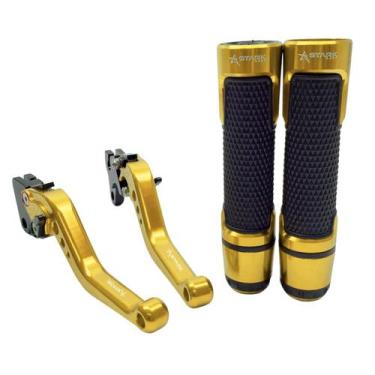 Imagem de Kit Manete E Manopla Pegasus Stark Moto Ybr Factor 125 Lona, Dourado