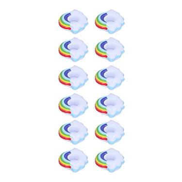 Imagem de aqxreight 12 Unidades de Porta-Copos Infláveis ​​em Nuvem Colorida Flutuam Porta-Copos Brinquedos Infantis para Piscina de Verão 20 de 15 Copos Podem e PVC Ecologicamente Correto É Durável e de