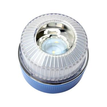 Imagem de Baoblaze Luz estroboscópica 16V, redonda, sem fio, com base, luzes de sinalização de emergência para veículos, limpa-, caminhonetes e reboques, Branco Azul