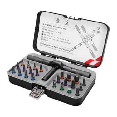 Imagem de Fenteer Conjunto de Chaves de Fenda com Catraca e Múltiplas Pontas, Conjunto de Catraca Profissional para Reparos em Computadores, 33 Peças