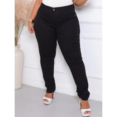 Imagem de Calça Skinny Preta Feminina Plus Size Empina Bumbum Cintura Alta - Pat