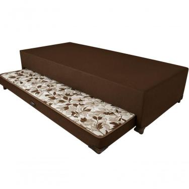 Imagem de Cama Box Solteiro Com Auxiliar Espuma Semi Ortopédica Suede 88x188 Cor:marrom