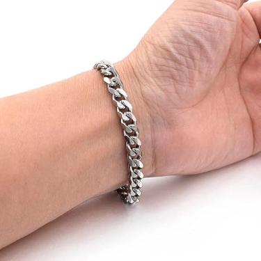 Imagem de 1 peça corrente cubana moderna pulseira masculina clássica de aço inoxidável 3/5/7/9 mm de largura para homens e mulheres joias presente, X-Large, Metal, Sem Pedra Preciosa