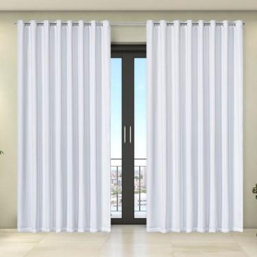 Imagem de Cortina Tecido Blecaute Com Voil Liso 4,00m X 2,70m 100% Poliéster 100% Poliéster - Branco