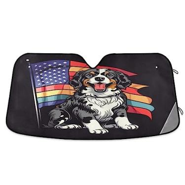 Imagem de Bandeira americana e viseira de sol de carro de cachorro, persianas de janela de carro, para caminhão, SUV, carro mantenha fresco