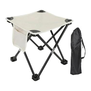 Imagem de simhoa Bancas de acampamento banquinho dobrável Reclinner leve para o pé de reclinável com bolsa de transporte para viajar de mochila de pesca de churrasco, Branco