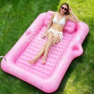 Imagem de Zeraty Espreguiçadeira inflável para adultos, jovens, crianças, cama com contorno refrescante, boias de água para festas na praia ao ar livre no lago