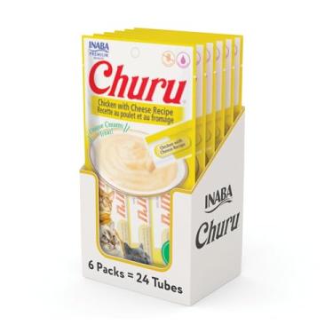Imagem de INABA Churu Chicken with Cheese Recipe Lickable Creamy Purée Cat Treats 24 Tubes