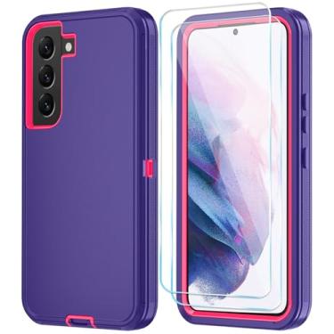 Imagem de ONOLA Capa de telefone para Samsung Galaxy S21 com protetor de tela HD, resistente, à prova de choque e à prova de quedas, capa de telefone de 3 camadas para Galaxy S21 de 6,2 polegadas, roxo rosa