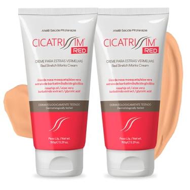 Imagem de Cicatrissim Red Creme Para Estrias Vermelhas, Roxas e Recentes - Kit 2 Unidades - Suaviza Estrias, Uniformiza e Firma a Pele - Todos os Tipos de Pele - 150g Cada
