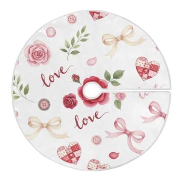 Imagem de Blueangle Saia de árvore de rosa com laço de fita de 118 cm - decoração de árvore de férias de poliéster macio e resistente a rugas (506)