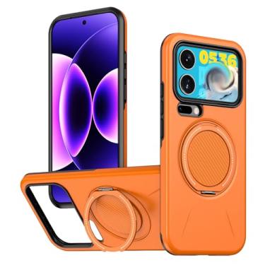 Imagem de LTLMYDAM Capa magnética para Xiaomi 17 Pro Max/17 Pro/17, anel rotativo, ultrafina, proteção de borda elevada à prova de choque, laranja, 17 Pro