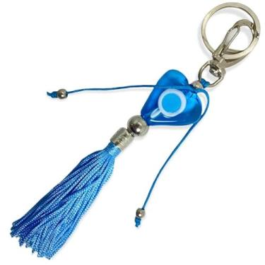 Imagem de META ATACADO, Chaveiro Orixá Iemanjá Rainha do Amor Umbanda Candomblé Cor:Abebê Coração Azul 16 cm