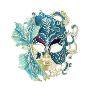 Imagem de coadipress Broche de máscara vintage para mulheres e homens broches de corsage esmaltados coloridos para carnaval carnaval vestido de casamento acessórios, Middle, Liga de aço, Sem Pedra Preciosa