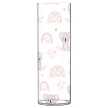 Imagem de CEBUGI Lindo vaso de flores de coala, 10 x 30 cm, vaso cilíndrico para flores, vaso transparente inquebrável para decoração de casa de festa de casamento