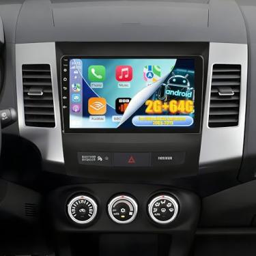 Imagem de Volxcereo Rádio automotivo para Mitsubishi Outlander 2008-2015, tela sensível ao toque Android de 9 polegadas, estéreo com reprodução sem fio e Android Auto, suporta câmera de backup/GPS/Bluetooth/FM