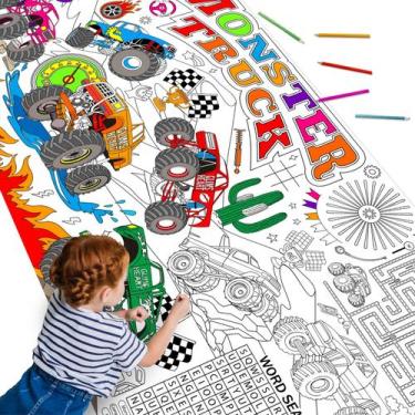 Imagem de Pôster para colorir Naozinebi Monster Trucks para crianças 80x180cm