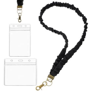 Imagem de Cordão elástico para crachás de identificação para professores, cordão elástico para crachás de identificação, para mulheres, colhedores de pescoço longo e elásticos retráteis, cordão elástico e