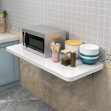 Imagem de Mesa de parede dobrável branca, bancada dobrável de parede para escritório em casa, lavanderia, garagem, bar no porão, estudo ou cozinha, mesa dobrável dobrável, com suporte