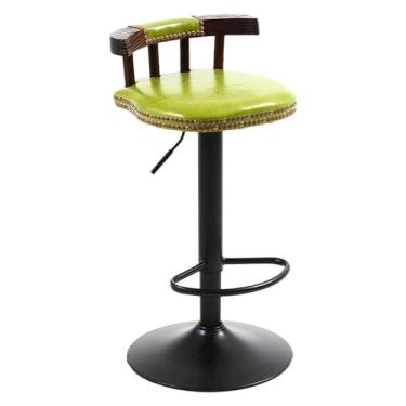 Imagem de Banqueta alta de ferro forjado, banco de bar americano, cadeira de bar minimalista moderna, material de couro encerado a óleo vintage, cadeiras de assento