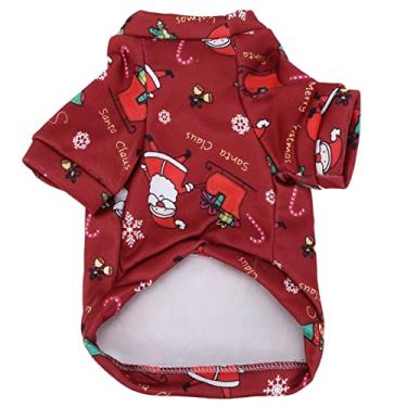 Imagem de Camisola de Natal para animais de estimação OKJHFD, casaco de inverno para cães, Papai Noel vermelho adorável estampado fantasia de Natal para animais de estimação pequenos (6 tamanhos)(XXL)