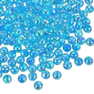 Imagem de Generic Contas redondas de acrílico de 8 mm, 100 peças de contas transparentes redondas de cores AB com orifício para brinco, pulseira, colar, chaveiros, azul escuro