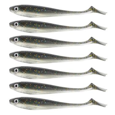 Imagem de 7un Iscas Macias Crappie Strobe Minnow, 7cm Isca Macia Plástico Realista Panfish com Inserção Flash Iscas Pesca Duráveis para a Pesca de Crappie Bass Truta Walleye