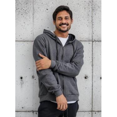 Imagem de Moletom Casual Masculino Com Zíper - Techmalhas, Cinza, GG