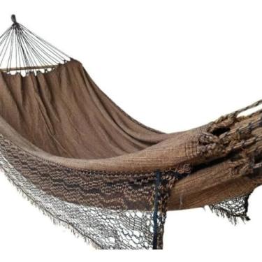 Imagem de Kit 2 Rede De Descanso Casal Resistente Grande Algodão Artesanal 2,60 m x 1,52 m (2 MARROM MESCLA)