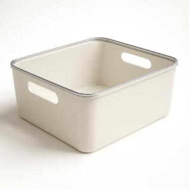 Imagem de Caixa Organizadora Branca com Tampa Transparente e Alça 12,3 Litros 35,5 x 26,5 x 15,4 Proteção contra Poeira