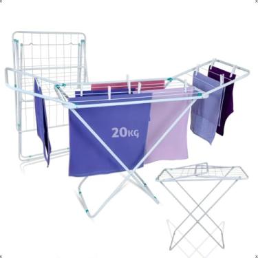 Imagem de Varal De Chão Reforçado Com Abas Dobrável Retrátil Slim Compacto Ideal Para Apartamentos Cor Branco