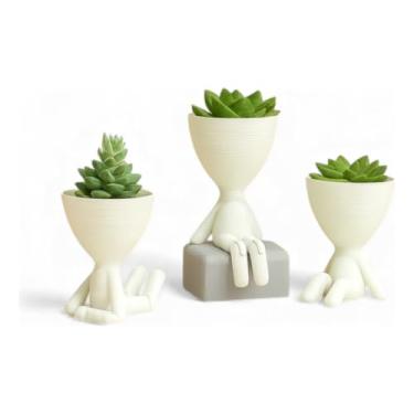 Imagem de Mini Vasinho Plantas Cactus Suculentas Decoração De Casa Vaso De Plásico(Branco)