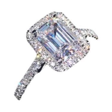 Imagem de Anel De Noivado E Casamento Feminino Em Prata 925 Com Turmalina Verde 