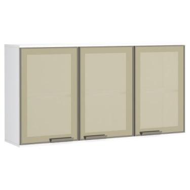 Imagem de Armário Aéreo 120cm 3 Portas em Alumínio Inox e Vidro Reflecta Bronze 