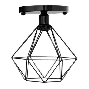 Imagem de Lustre De Teto Industrial Luminária Plafon Retrô Aramado Diamante Sobr