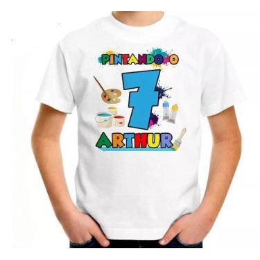 Imagem de Camiseta Branca Infantil Personalizada Pintando o Sete 7 - Hira Design