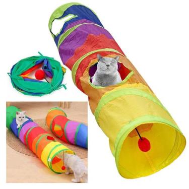 Imagem de Tunel de Gato Brinquedo Pet Coelho Animais Estimaçao Bolinha Labirinto