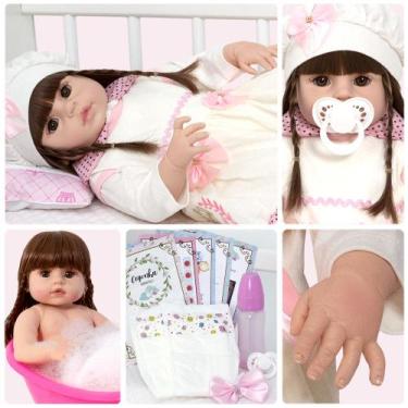 Imagem de Bebê Reborn Menina Realista Princesa 100% Silicone 13 Itens - Cegonha 