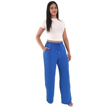 Imagem de Calça Pantalona Wid Leg Feminina Alfaiataria - Lori Modas, Azul turque