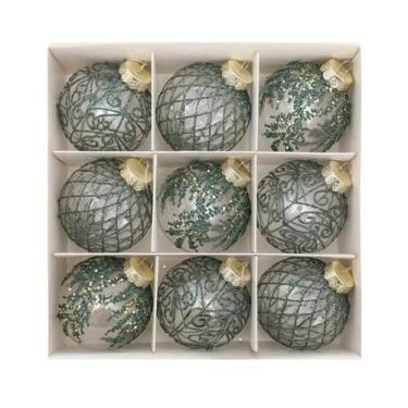 Imagem de Conjunto De Bolas De Natal Transparentes 8CM 9PCS Brancas Vermelhas Ch