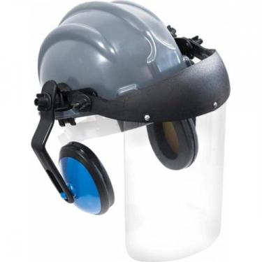 Imagem de Capacete Com Abafador+Viseira Plastcor Cinza