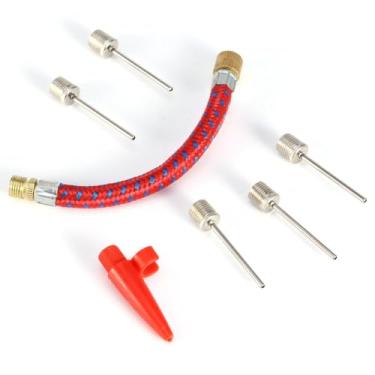 Imagem de Jwthee Kit adaptador de insuflador de agulha de bomba, 7 peças conectores de agulha mangueira de extensão de bomba de ar com mangueira de ar flexível para futebol futebol basquete bicicleta pneu