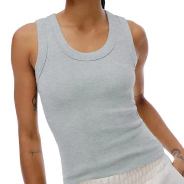 Imagem de Regata Feminina Hering Slim Canelada Cinza Mescla - 4ANYM2H-Feminino