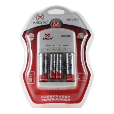 Imagem de Carregador de Pilhas Com 2AA e 2AAA Auto Stop Mox CP53