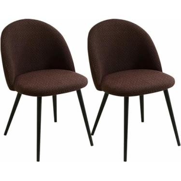 Imagem de Conjunto de 2 capas para cadeiras de sala de jantar, capas protetoras para cadeiras com encosto curvo e sem braços, ideais para cozinha, escritório e sala de estar.