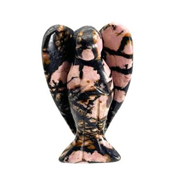 Imagem de Casaper Estatuetas de anjo da guarda rodonita natural, esculpida à mão, estátua de pedra de bolso, meditação, decoração de casa, 3,8 cm