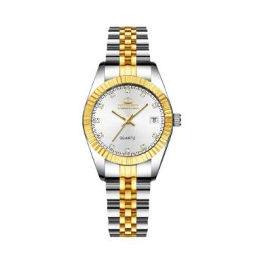 Imagem de Relógio De Pulso Feminino À Prova d'Água Em Ouro E Prata, Elegante E C