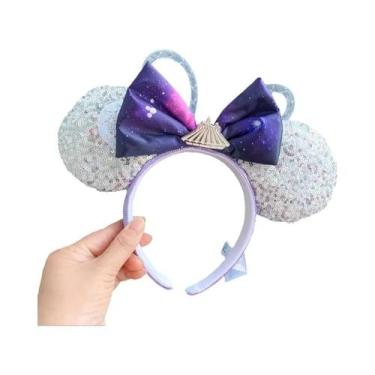 Imagem de Tiara De Orelhas De Minnie Mouse Com Lantejoulas Rosa Disney Space Mou
